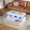 LKPOMI Tavolino da salotto con illuminazione a LED, lucido, con 2 cassetti e vano aperto, tavolino da tè rettangolare, tavolino moderno, 104 x 53 x 46 cm (bianco)
