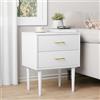 LULUWA Comodino moderno bianco con 2 cassetti camera da letto comodino con gambe in legno