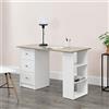 [en.casa] Scrivania con 3 Ripiani e 3 Cassetti 120 x 49 x 72 cm Tavolo da Computer PC Postazione di Lavoro Tavolo da Studio - Bianco/Effetto Rovere