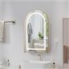 Ztexkee Specchio Bagno Contenitore con illuminazione e Antiappannamento Arcuata Armadietto Bagno a Parete con Presa e 3 Mensola Luce a 3 color Specchio Contenitore 50x80x15 cm Oro e Beige