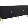 Arreditaly Madia Moderna Credenza In Melaminico Opaco Con 4 Ante E Piedini Alti Mobile Contenitore Design Soggiorno Salotto Sala Pranzo Ingresso Elegante Capiente 203 x 49 x 87 Cm Nero