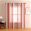 Hiseng 2 Pezzi Tende Voile Trasparenti per Interni Decorativi, Colorate Strisce Sheer Tenda per Camera da Letto Tende per Finestre Porta Cucina Soggiorno Semi Trasparente Tende (132x213cm,Arancione)
