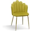 PAZZO DESIGN Sedia Sissi, Set Da 4 Sedie, Giallo Senape, Sedie Velluto, Sedie Cucina, Sedie Sala Da Pranzo, Gambe Metallo Oro - id_2038