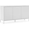 HOMN LIVING Credenza Auri a 3 ante, bianca, 140 cm (larghezza) 40 cm (profondità) 80 cm (altezza)