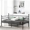 FetiNes Divano Letto Singolo in Metallo Struttura Letti e Basi in Ferro Battuto per Adulti 90x190cm Nero