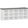 HOOBRO Panca Scarpiera con Seduta Imbottita, Panca Contenitore con 15 Scomparti Aperti, Panca con Spazio di Stoccaggio, 110 x 30 x 48 cm, per Corridoio, Camera, Soggiorno, Ingresso, Bianco e Grigio