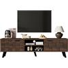 ModernLuxe Mobile Porta TV Moderno con 2 ante e 2 vani Aperti Mobili da Soggiorno Mobile TV Basso 160,5 x 35,5 x 45 cm, Rovere scuro
