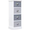 vidaXL Armadietto con 4 Cassetti Robusto Credenza Comodino Cassettiera Arredamento 35x30x90 cm Bianco e Grigio Legno Massello di Paulownia