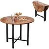 AuraFurn Tavolo da pranzo rotondo per 3-5 persone, tavolo da pranzo pieghevole, 92 cm, tavolo da cucina in legno, tavolo allungabile con gambe in metallo solido, stile retrò, piccolo tavolo da pranzo compatto