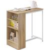 WOLTU Tavolo da Bar Con 3 Ripiani Aperti, Cucina Alto Con Struttura in Metallo, Bancone da Casa in Legno e Metallo, Legno Chiaro e Bianco, 91x49x91cm