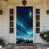 Treer Decorazione per Porta Ingresso con Elastico, Copertura per Porta Decorazione Elastica Esterna Interna Striscione da Appendere Coperto per Casa Festa, Tutto L'Anno (Notte di Montagna,90x210cm)