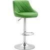 CLP Sgabello Design Imbottito Lazio In Similpelle I Sgabello Girevole Con Poggiapiedi I Sedia Alta Cucina Regolabile 83-104 CM, Colore:verde, Colore del telaio:cromo