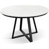 PAZZO DESIGN Tavolo Rotondo Allungabile Dorota, Soggiorno, Cucina, Gambe Incrociate Nere, Made in Italy, Bianco Frassinato, Da 120 a 170 cm - id_2182