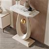 Tqertrtfxa Tavolino da Divano Condo,Tavolo da Veranda in Ardesia,Veranda per Soggiorno,Splendida Struttura Rettangolare in Marmo/Metallo,Tavolo da Veranda in Marmo Nordico(White A,50cm/19.7in)
