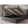 Interbeds Letto Contenitore Imbottito 120x200 cm con Rete a Doghe - Letto Matrimoniale Grigio Grafite in Velluto, Vano Contenitore, Struttura Imbottita, Portata fino a 300 kg, Senza Materasso (grafite, 120x200)