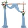 FANSU Tenda per Arco Matrimonio, Tessuto Drappeggiato per Arco Nuziale Tessuto Drappeggio Matrimonio Tenda di Sfondo in Chiffon Nuziale Mantovana per Cerimonia (Azzurro Chiaro B,75x600cm)