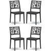 REDÒKASA Set 4 sedie in polipropilene TETI, MADE IN ITALY, impilabile, idrorepellente, resistenza raggi UV, design moderno albero della vita per sala da pranzo, cucina, bar, ristoranti, esterno (Ghisa, 4)
