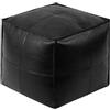 ZGHQHCDRH Pouf in pelle cerata, quadrato, 45,7 cm, regolabile, resistente ad acqua, antimacchia, cerniera nascosta, cuscino boho cucito a mano (nero)