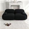DACHETOU Divano Loveseat in tessuto di velluto modulare combinabile con braccioli curvi, fondo antiscivolo, imbottitura altamente elastica per soggiorno, camera da letto e home theater, colore nero