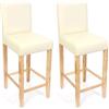 Mendler Coppia sgabelli Alti Lounge Eleganti M37 Legno Ecopelle 50x41x109cm Avorio Gambe Chiare