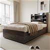 Wyibwy letto matrimoniale 90 x 200 cm dotato di porta USB e presa Tape-C, letto contenitore matrimoniale con idraulico, testiera con vano contenitore, Letto in legno, Grigio (senza materasso)
