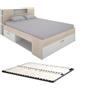 Vente-unique - Letto con testiera e cassetti - 140 x 190 cm - Colore: le e Bianco + Rete - Leandre