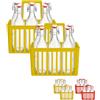PALUPLUS Set 12 Bottiglie in Vetro da 1 Litro con 2 Cestelli Portabottiglie, Bottiglia Vintage Costolata, Porta bottiglie in Plastica a 6 Scomparti con manico per trasporto -8636/8689-11,7 (Giallo)