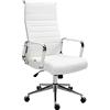CLP Sedia ergonomica da ufficio Kolumbus in vera pelle, sedia da scrivania regolabile in altezza, con rotelle, portata fino a 150 kg, Colore:bianco
