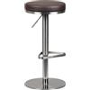 FineBuy Sgabello da Bar Acciaio Inox Marrone, Regolabile 57-82 cm | sedia da bar girevole a 360° con base, sgabello da banco imbottito, sgabello bistrot per cucina e bancone