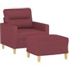vidaXL Poltrona con Poggiapiedi Rosso Vino 60 cm in Tessuto, poltrona, seduta, poltrona tv, divano, poltrona relax, seduta con poggiapiedi