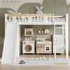 Trdlpyn Letto a Soppalco 90 x 200 cm con Scivolo, Armadio e Mobiletto Portaoggetti, Letto Singolo per Bambini,Legno Massello con Rete e doghe, Nessun materasso