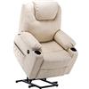 MCombo Electric Power pulsante di sollevamento poltrona regolabile massaggio poltrona relax porta USB (Bianco Crema) 7040
