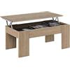 Habitdesign Tavolino rialzato, Tavolo da Soggiorno o da Pranzo, Modello LC, Rifinito in Colore Rovere Canadese, Misure: 100 cm (Larghezza) x 50 cm (profondità) x 45-56 cm (Altezza)
