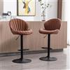 chairus Set di 2 Sgabelli Cucina in Ecopelle Sgabello da Bar Regolabile in Altezza Sgabelli Imbottiti con Gambe in Metallo Sedia Alta Girevole per Bar/Penisola da Cucina, Marrone