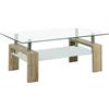 Totò Piccinni Tavolino da Salotto HOME con doppio piano in vetro temperato design moderno (Rovere Sbiancato)