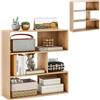 HOMASIS Libreria Scaffale Unica, Scaffale a 3 Scomparti in Legno, Liberamente Combinabili, Libreria Salvaspazio per Salotto, Ufficio, Cucina (Naturale, Modello 1, Nuovo)