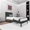 Froadp Struttura per letto matrimoniale 90 x 200 cm - Telaio per letto matrimoniale con supporto a stecche in legno in similpelle, testiera imbottita con bottoni, struttura per letto per camera da