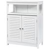 LIFEZEAL Mobile da Bagno Salvaspazio, Multiuso in Legno per Cucina con 2 Ante a Persiane, Ripiano Regolabile in 3 Altezze, Antiribaltamento, 60 x 30 x 80 cm (Bianco)