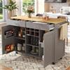BENMWS Moderna isola da cucina, 90 x 100 cm, armadio a buffet, carrello da pranzo con venature del legno, armadio a buffet, tavolo da pranzo multifunzione con spazio di archiviazione, grigio