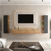 Planetmöbel Mobile TV, Tavolo TV 200 cm di lunghezza, 2x Armadi TV 40x130x17 cm sospesi per il soggiorno, 2x Mobili bassi 100x30x37,8 cm, Rovere oro