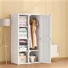 DAHUEN Armadio per camera da letto, 136 x 69 x 50 cm, Wardrobe con 8 scomparti, 6 ante, 1 sospensione, armadio con spazio aperto per camera da letto, spogliatoio, bianco