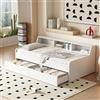 Witimisy Letto giornaliero, singolo, con vano portaoggetti, con due cassetti, bianco, 203 x 112 x 75 cm