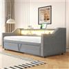 Lubvtti Divano letto estraibile 90/180 x 190 cm con contenitore multifunzione, con illuminazione LED e presa USB, grigio chiaro (materasso non incluso)