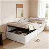 LKPOMI Divano letto imbottito 90 x 200 cm, con illuminazione a LED e vano portaoggetti idraulico, letto singolo con rete a doghe, letto giornaliero, divano senza materasso (bianco Teddy 90 x 200 cm)