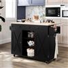 HOLTICO Isola Cucina Pieghevole con Ruote Bloccabili, Carrello Cucina Multifunzione con Piano Ribaltabile e Armadio di Stoccaggio, Arredo Salvaspazio per Cucina e Sala da Pranzo, Nero Scuro