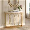 Lailang Tavolo consolle dorato con telaio in metallo, 110 cm, tavolino con design a mezzaluna, moderno per soggiorno, foyer, corridoio