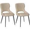 WOLTU Set di 2 Sedie Sala da Pranzo, Rivestimento in Ciniglia e Schienale Traforato, Sedie Cucina senza Braccioli con Gambe in Metallo, per Soggiorno, Camera da Letto, Kaki