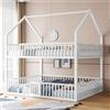 Trdlpyn Letto a Castello per Bambini 140 * 200, Montessori letto per Ragazzi - 1 x Rete a doghe, Struttura in Metallo, Letto Piazza e Mezza per Bambini, Bianco(Senza Materasso)