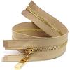 Elegantyl 2 pz 3# Cerniera in Metallo 40-70cm Open End Oro Cursore Cerniera per Borse da Cucire Piumino Abbigliamento Accessori, 50cm