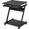 HOMCOM Scrivania Ufficio con 4 Ruote 60x48cm, Vassoio Tastiera Nero